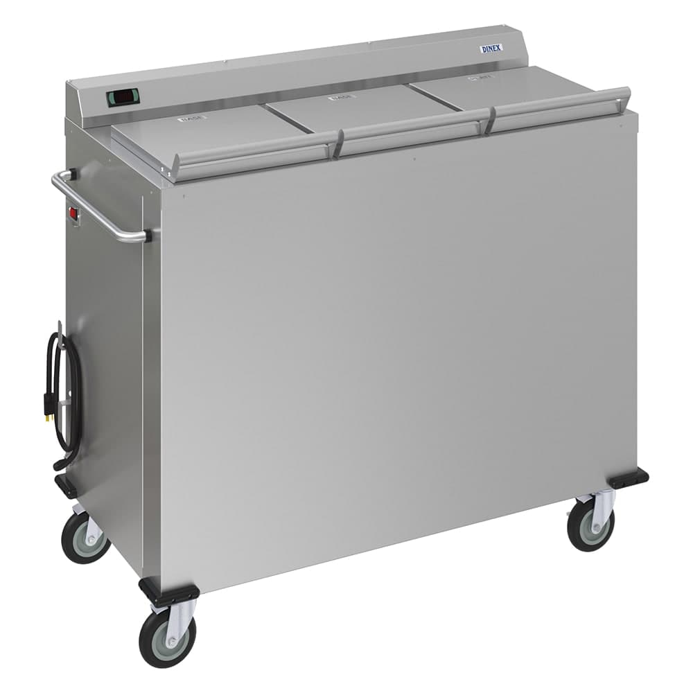 Dinex DXPSBH3P 50 1/4" Mobile Heated Plate Dispenser w/ (3) Columns - Stainless, 240v/1ph