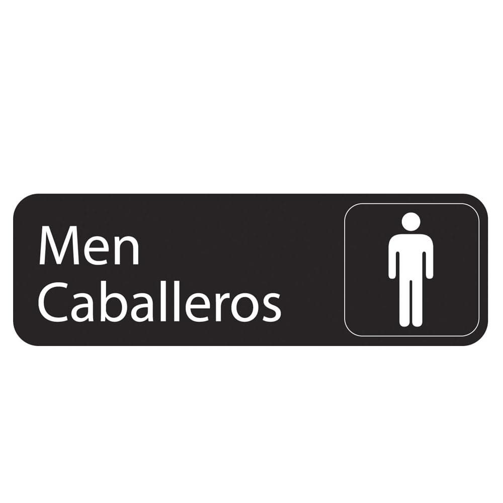 Vollrath 4566 Men/Caballeros Sign - 3" x 9" White on Black