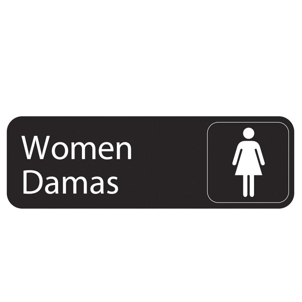Vollrath 4567 Women/Damas Sign  - 3" x 9" White on Black