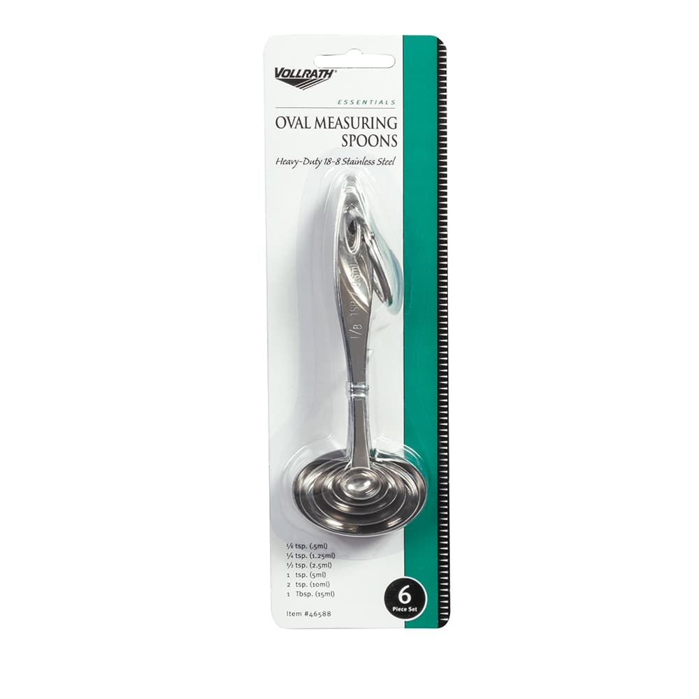 Vollrath 46588 6 Piece Oval Measuring Spoon Set - 1/8 Tsp - 1 Tbsp, 18 ga Stainless