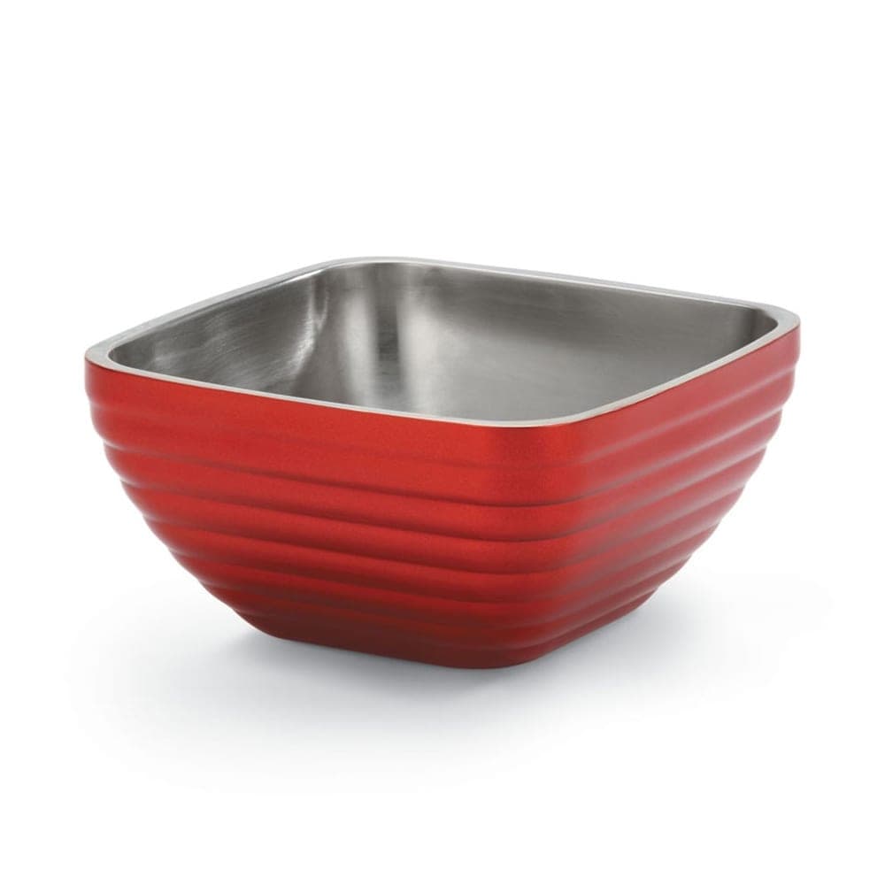 Vollrath 4763215 1 4/5 qt Square Insulated Bowl - Stainless, Dazzle Red