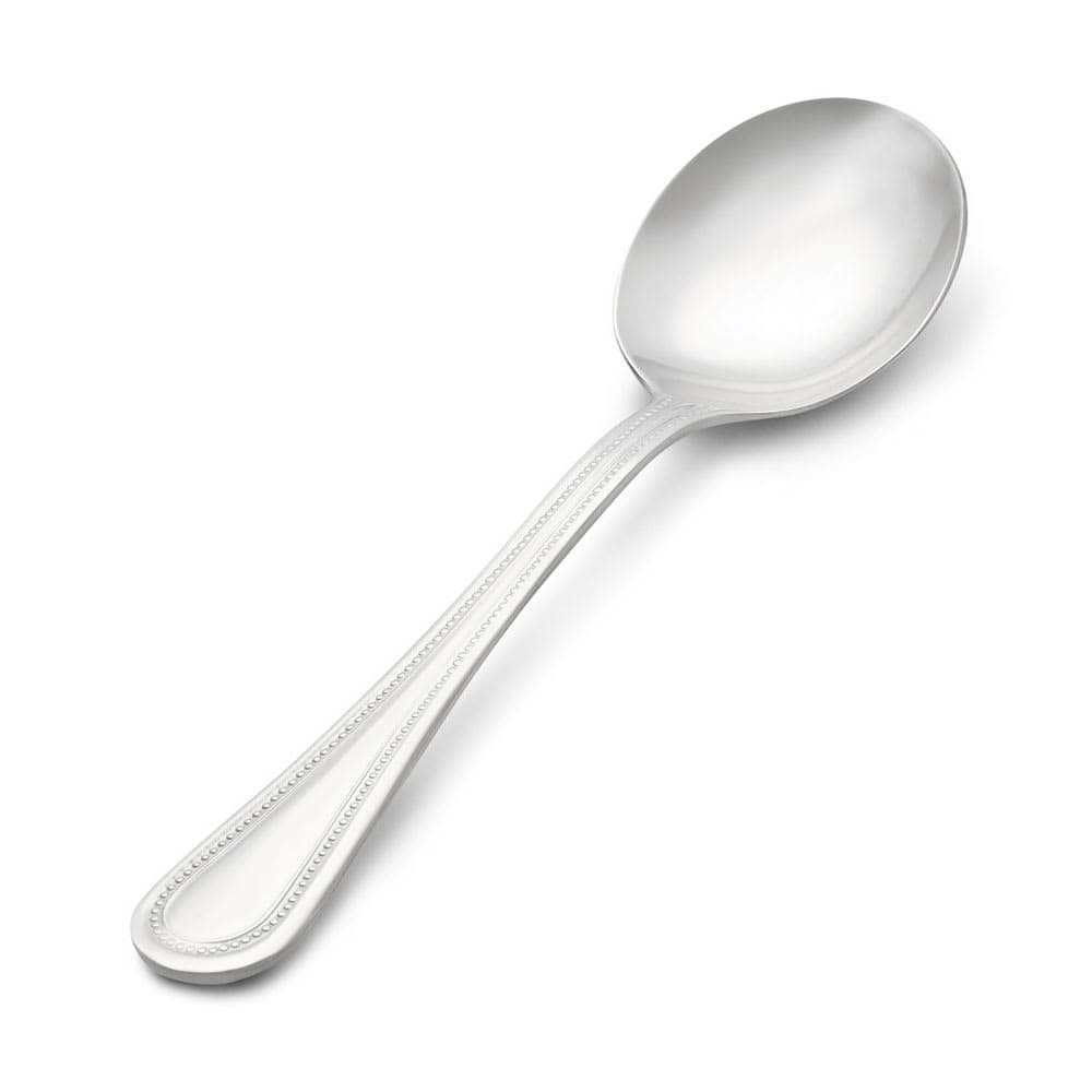 Vollrath 48225 6 1/8" Bouillon Spoon with 18/0 Stainless Grade, Brocade Pattern
