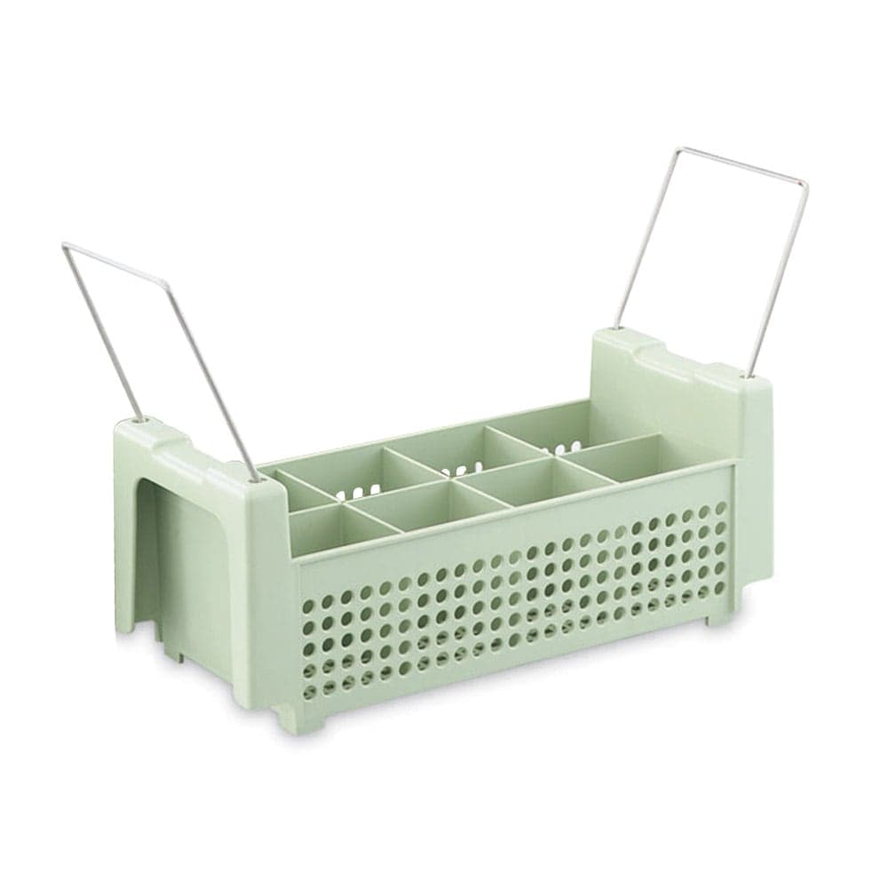 Vollrath 52641 Flatware Basket with Handle - 8 Compartment, Green