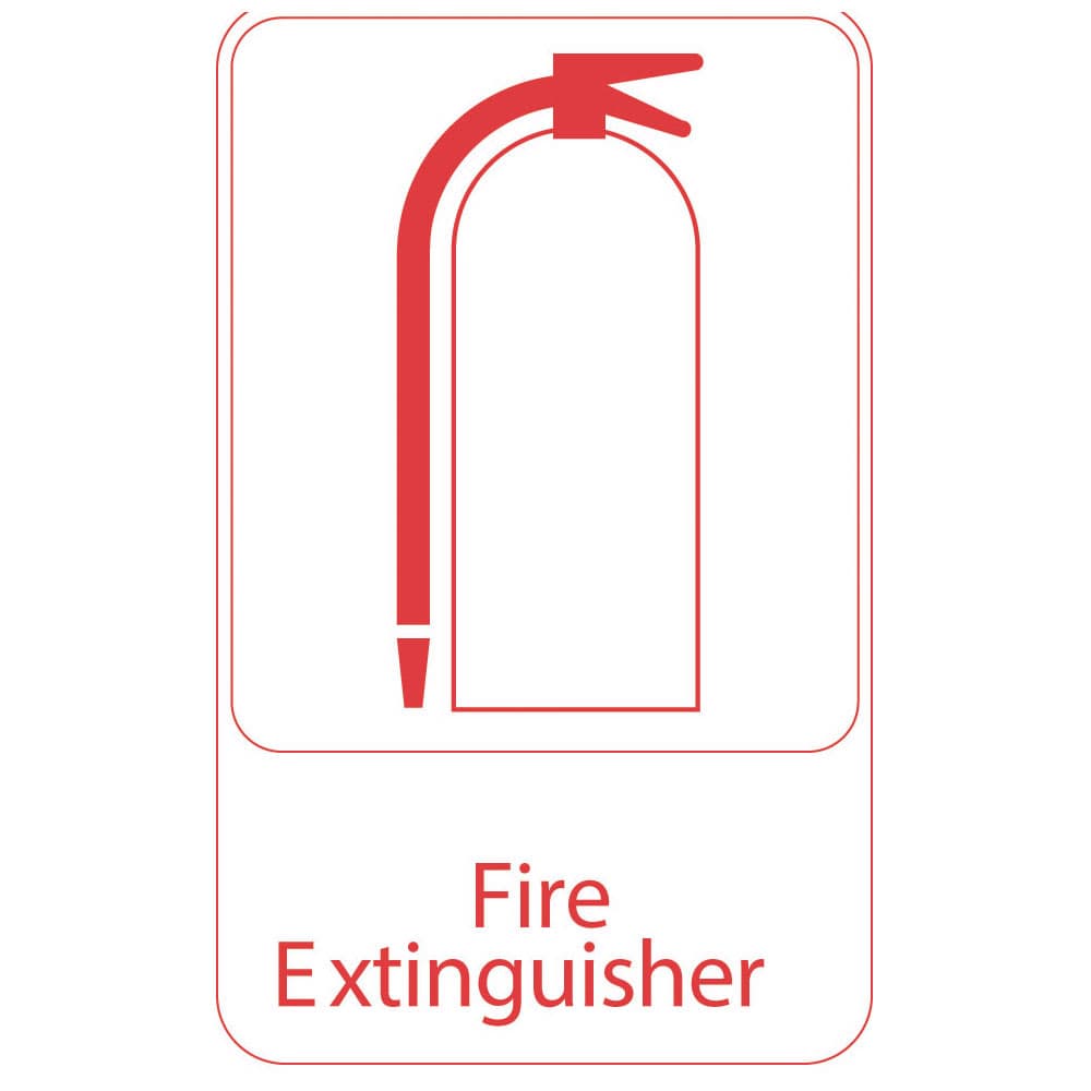 Vollrath 5618 Fire Extinguisher Sign - 6" x 9", Red on White