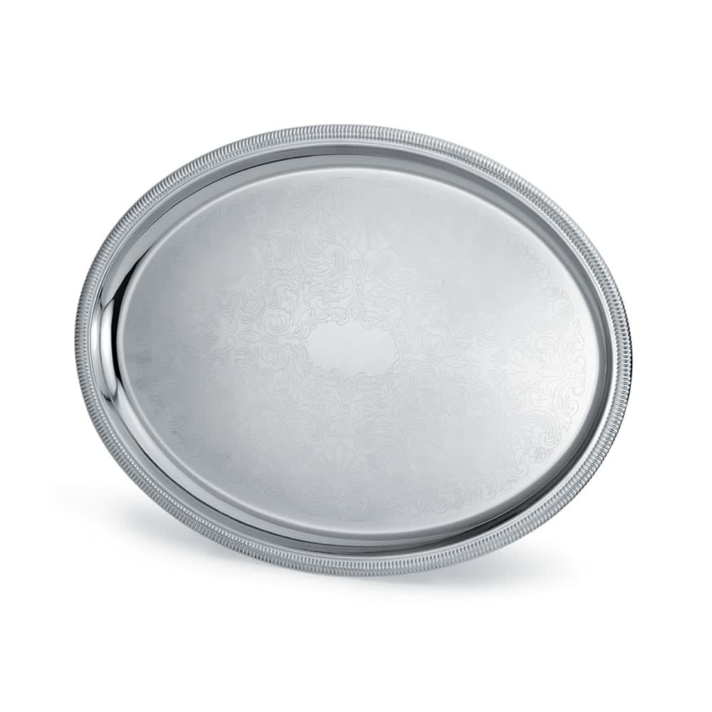 Vollrath 82111 Oval Serving Tray - 21 3/4" x 16" Gadroon Edge, 18 ga Stainless