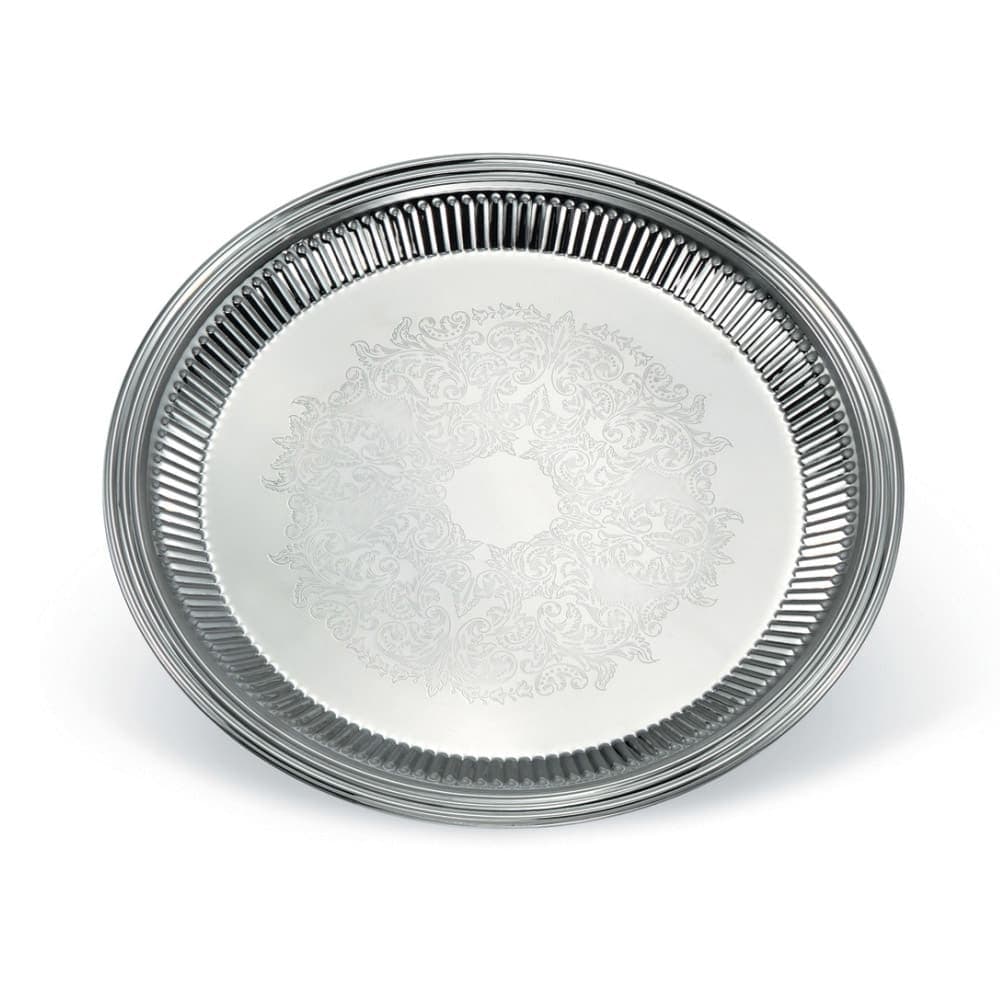 Vollrath 82169 14" Round Fluted Serving Tray - Stainless