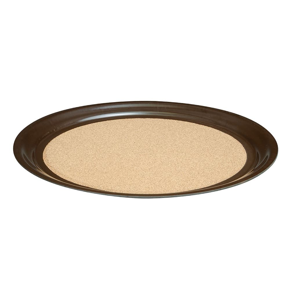 Vollrath 86341 16" Round Cork-Lined Serving Tray - Laminate, Brown