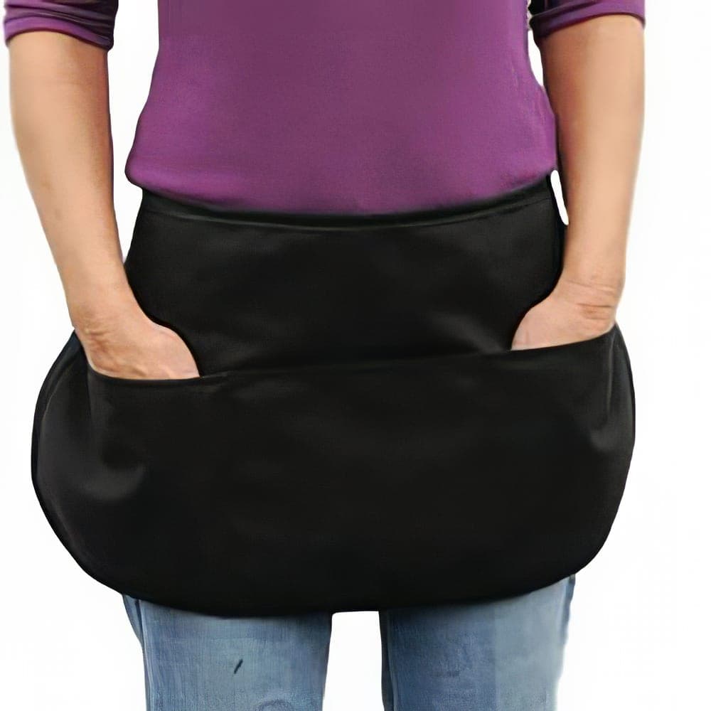 Intedge Reversible Waist Apron w/ 3-Pockets, 11 x 22", Black (342REV BLK)
