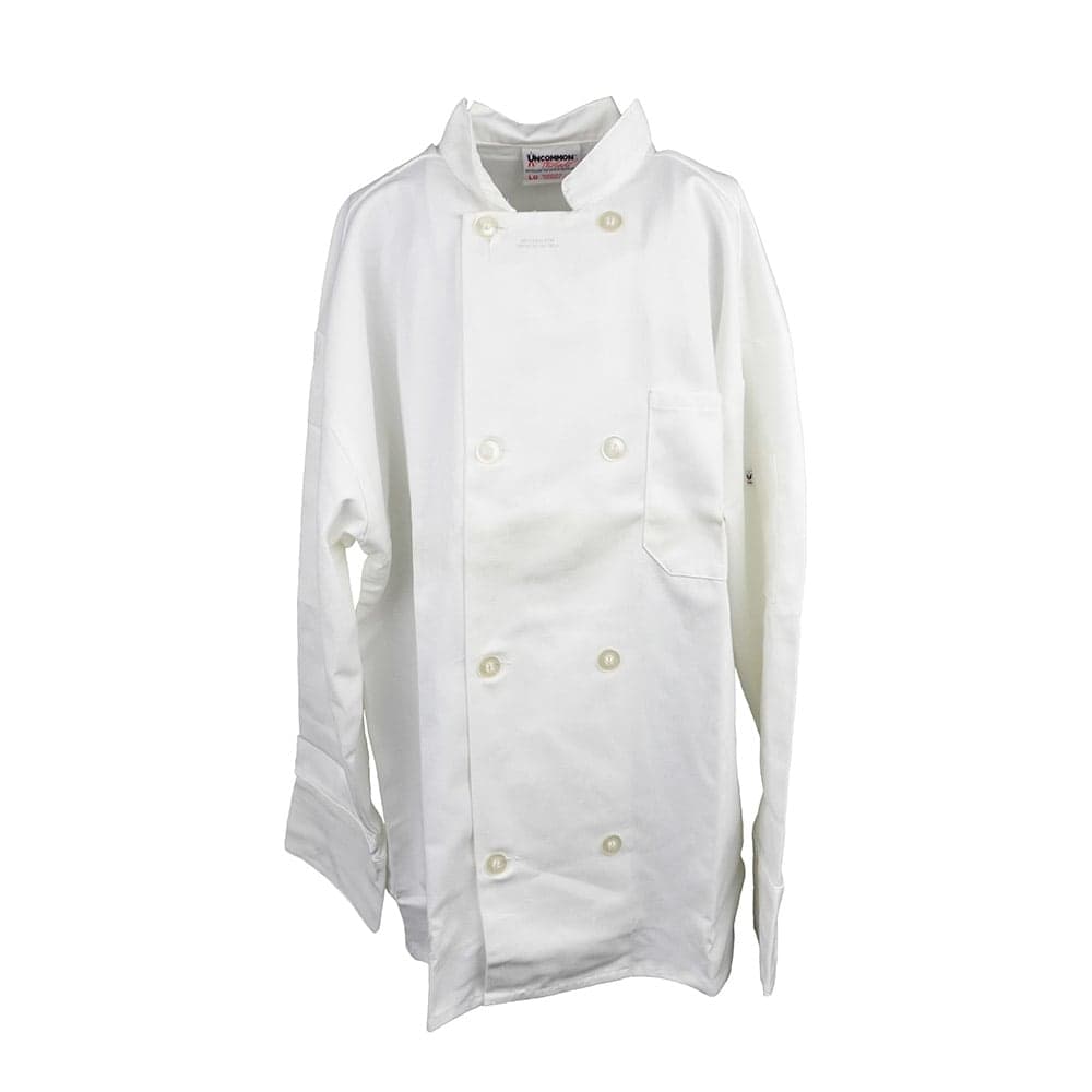 Intedge Chef Coat, Double Breasted w/ One Pocket, White, Large (345BL)