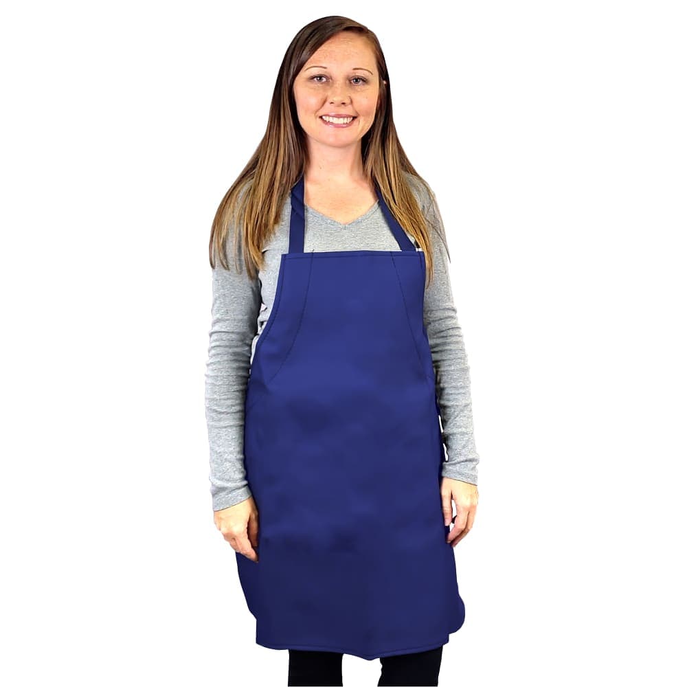 Intedge Bib Dishwasher Apron w/ Adjustable Ties - 28" x 26", Vinyl, Blue (V105)