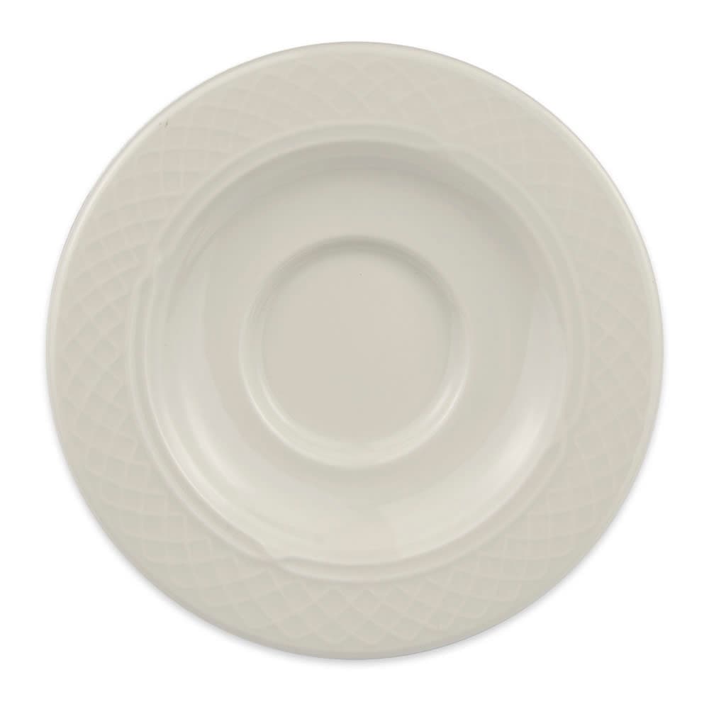 Homer Laughlin HL3557000 5 5/8" Round Gothic Blanc Saucer - China, Ivory