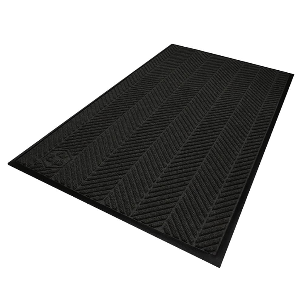 M+A Matting Waterhog Max Herringbone Classic Fashion Entrance Mat w/ Smooth Backing, 4' x 6', Black Smoke (22417046170)