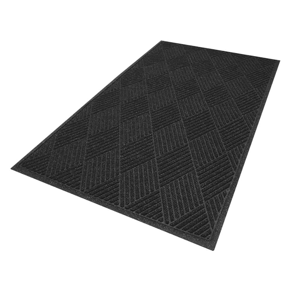 M+A Matting Waterhog Max Diamond Fashion Entrance Mat w/ Smooth Backing, 4' x 6', Black Smoke (22977046170)