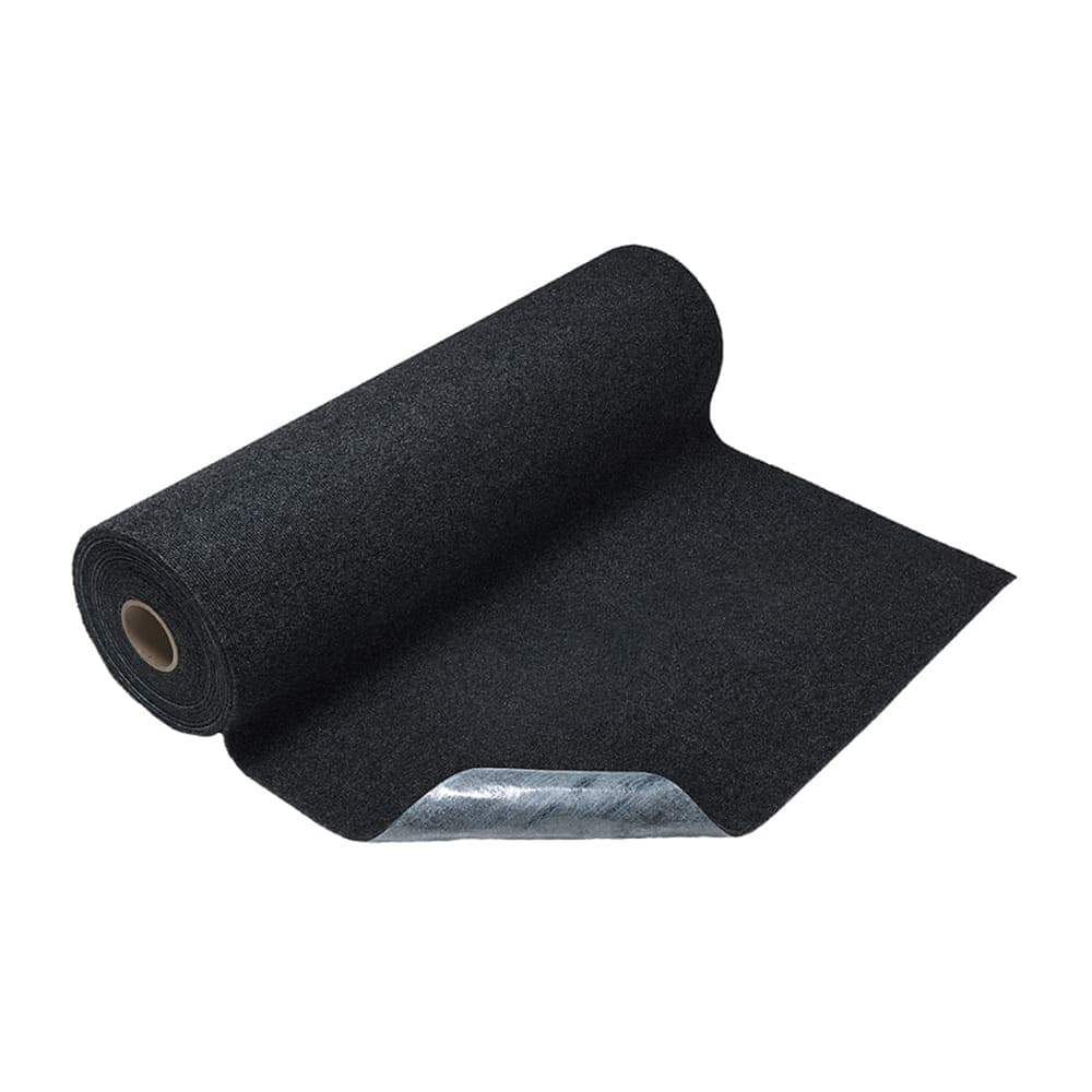 M+A Matting Slip Resistant Plush Mat w/ Adhesive Backing - 3' x 30' Roll, Polyester, Black (44571330900)