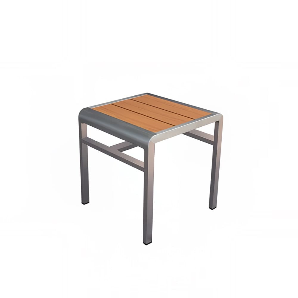 emu 17" Sid Stool/Side Table w/ Gray Wood Look Aluminum Slat Seat & Black Frame, Aluminum (A1021)