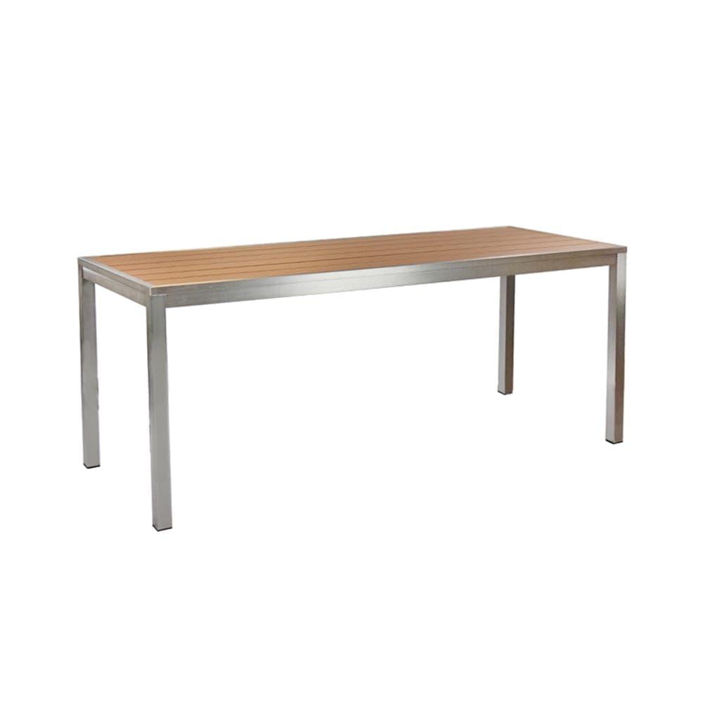 emu Rectangular Outdoor Dining Height Table - 72" x 28", Brushed Aluminum & Wenge (A1549)