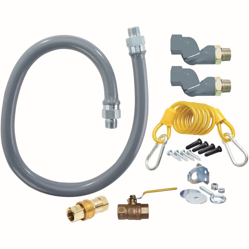 Dormont RG752S48 48" Gas Connector Kit w/ 3/4" Male/Male Couplings - (1) Quick Disconnect & (2) SwivelGuards