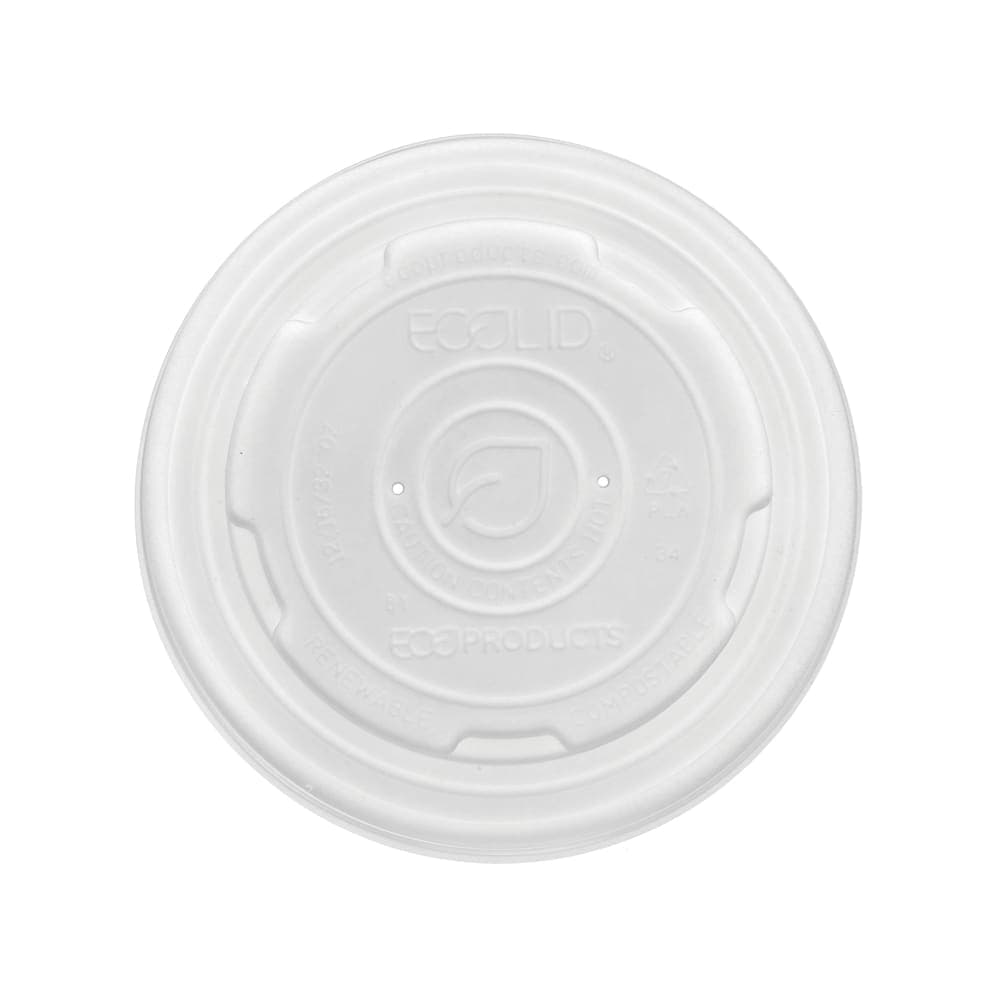 Eco Products World Art™ EcoLid® Flat Lid - PLA, White (EP-ECOLID-SPL)