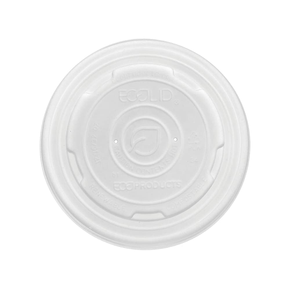 Eco Products World Art™ EcoLid® Flat Lid - PLA, White (EP-ECOLID-SPS)