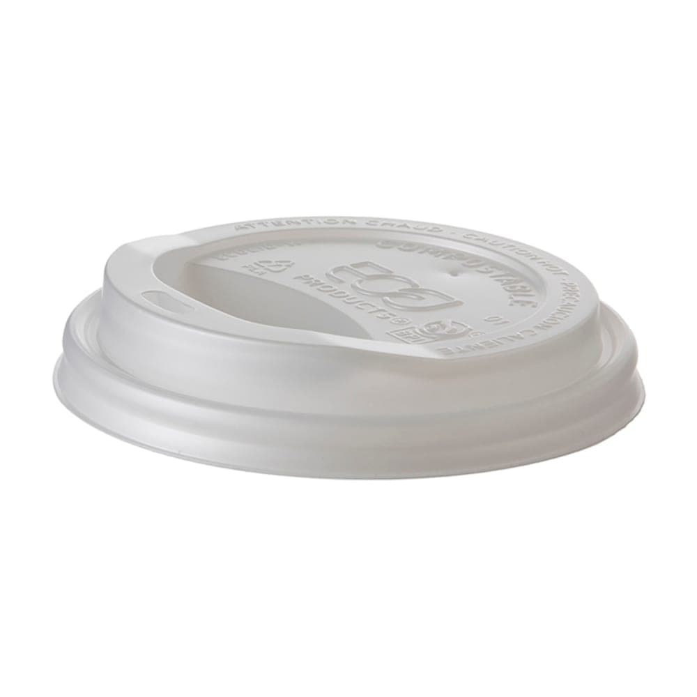 Eco Products GreenStripe® EcoLid® Dome Lid for 10 to 20 oz Hot Cups - PLA, White (EP-ECOLID-W)