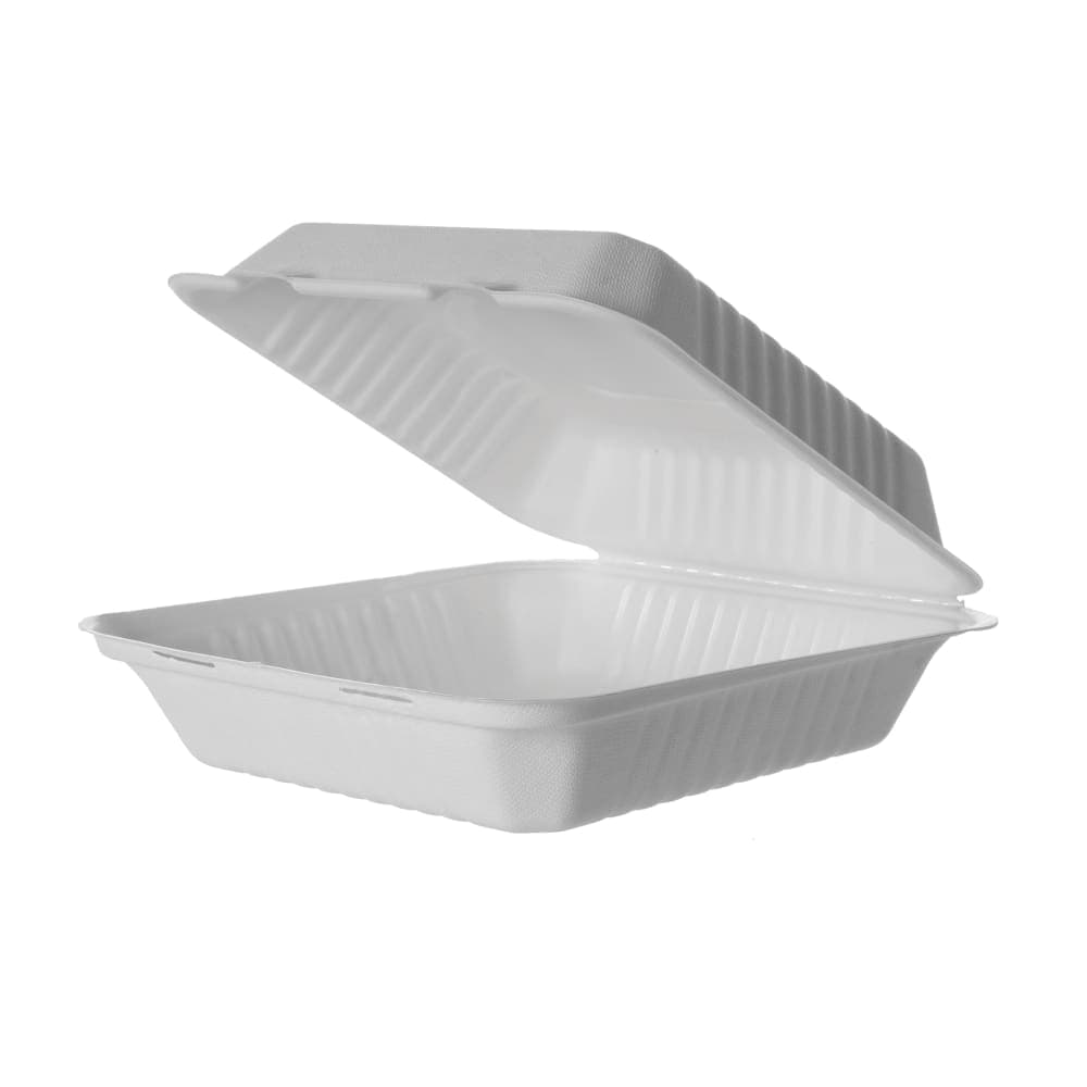 Eco Products Hinged Lid Food Container - 9" x 9" x 3", Molded Fiber (EP-HCL91)