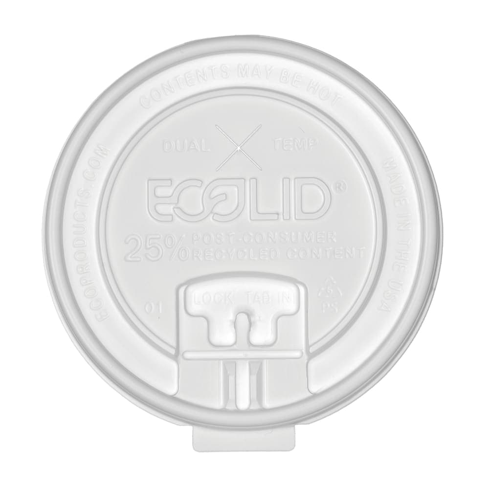 Eco Products BlueStripe™ Dual-Temp® Flat Lid for 10 to 20 oz Hot Cups - Polystyrene, Clear (EP-HCLDT-R)