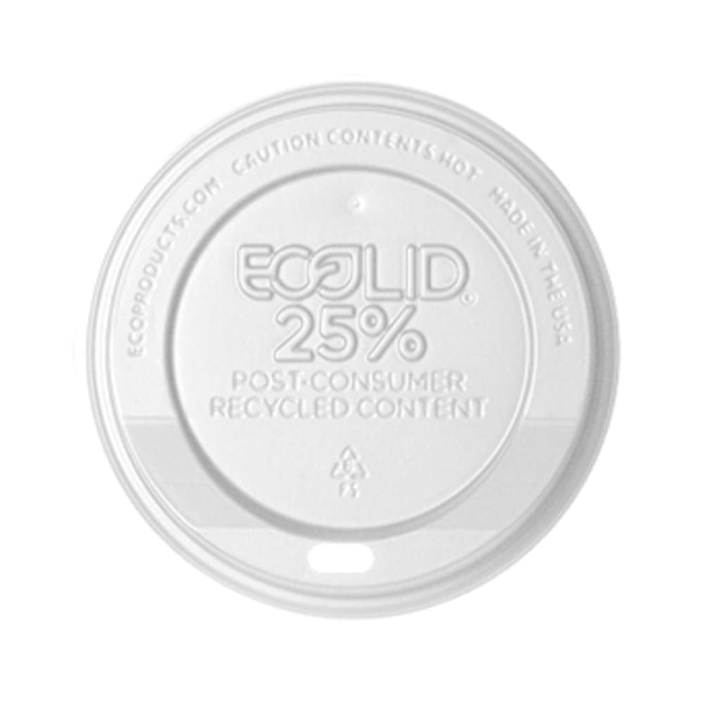 Eco Products BlueStripe™ EcoLid® Flat Lid for 8 oz Hot Cups - Polystyrene, White (EP-HL8-WR)