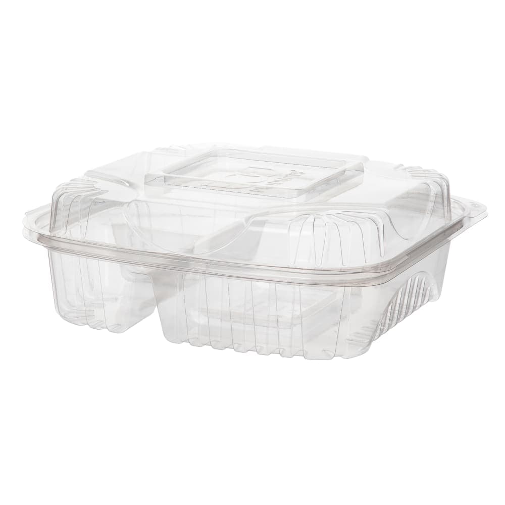 Eco Products (3) Compartment Hinged Lid Food Container - 8" x 8" x 3", PLA (EP-LC83)