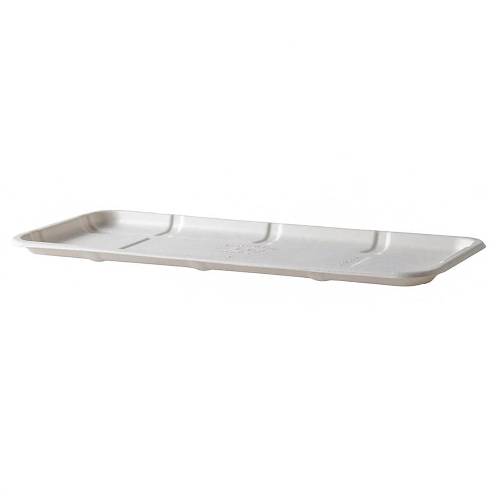 Eco Products Vanguard® Meat & Produce Tray - 14 3/4" x 5 3/4", Molded Fiber, White (EP-MP7SNFA)