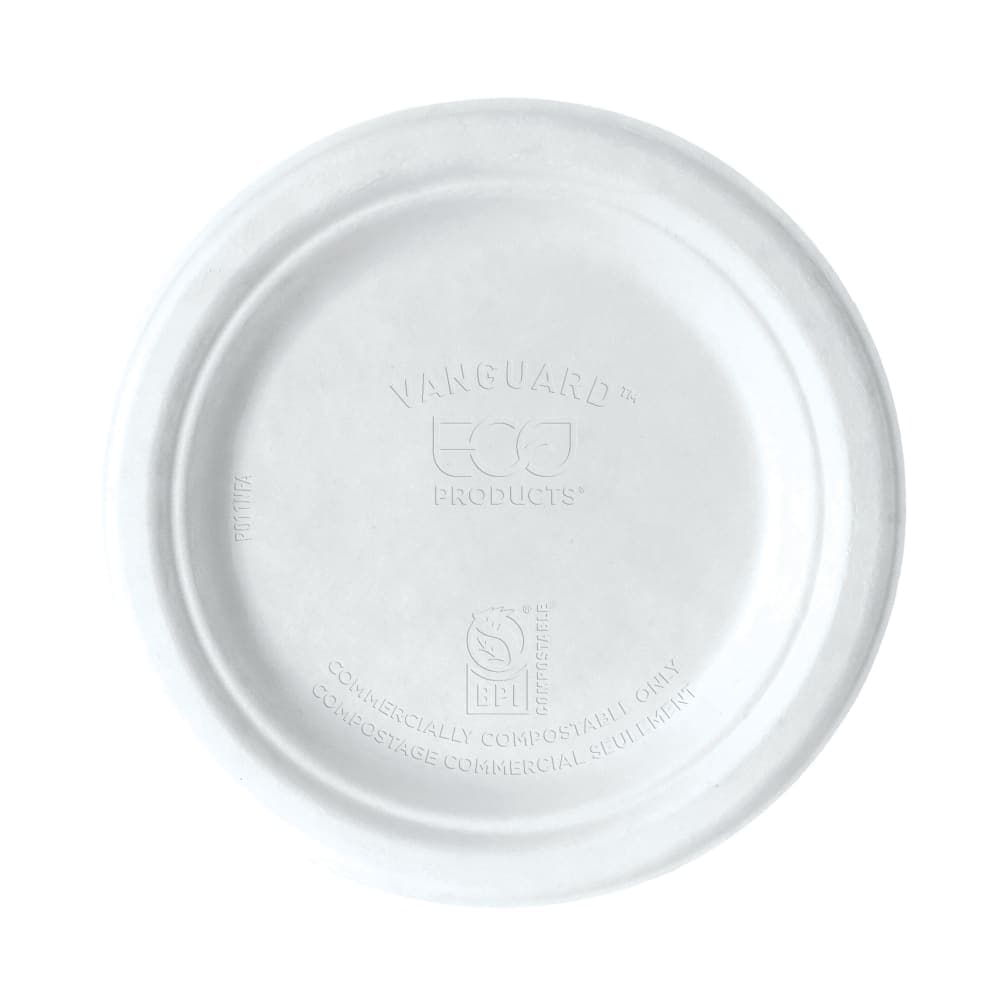 Eco Products Vanguard® WorldView™ 7" Round Disposable Plate - Molded Fiber, White (EP-P011NFA)