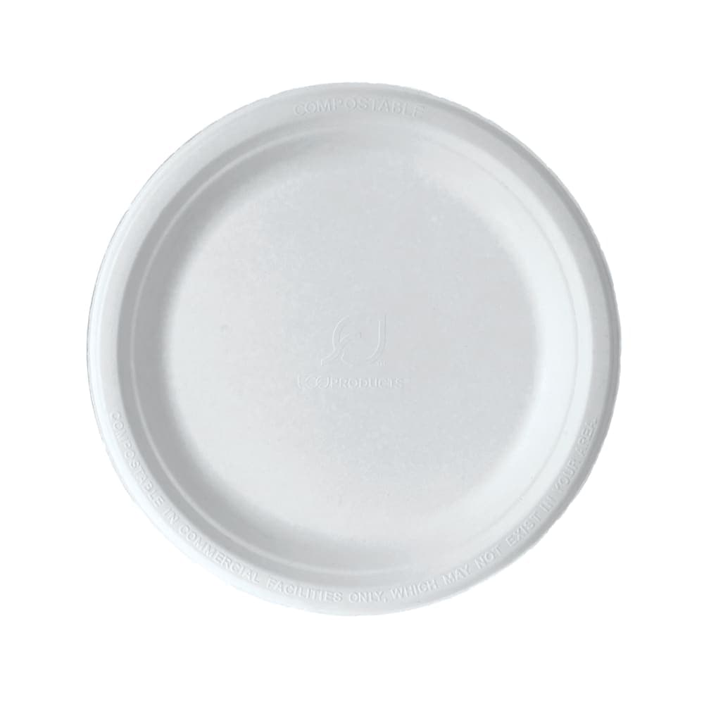 Eco Products WorldView™ 9" Round Disposable Plate - Molded Fiber, White (EP-P013)