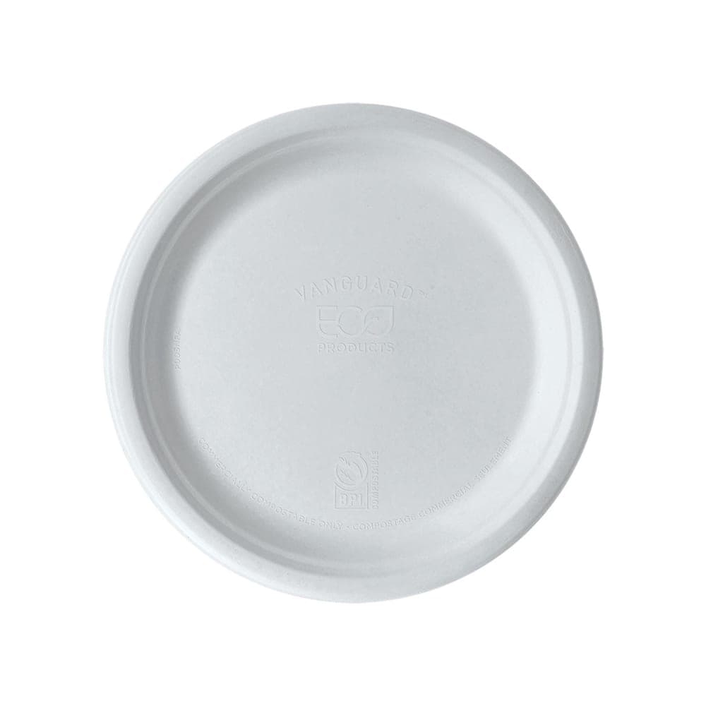 Eco Products Vanguard® WorldView™ 9" Round Disposable Plate - Molded Fiber, White (EP-P013NFA)