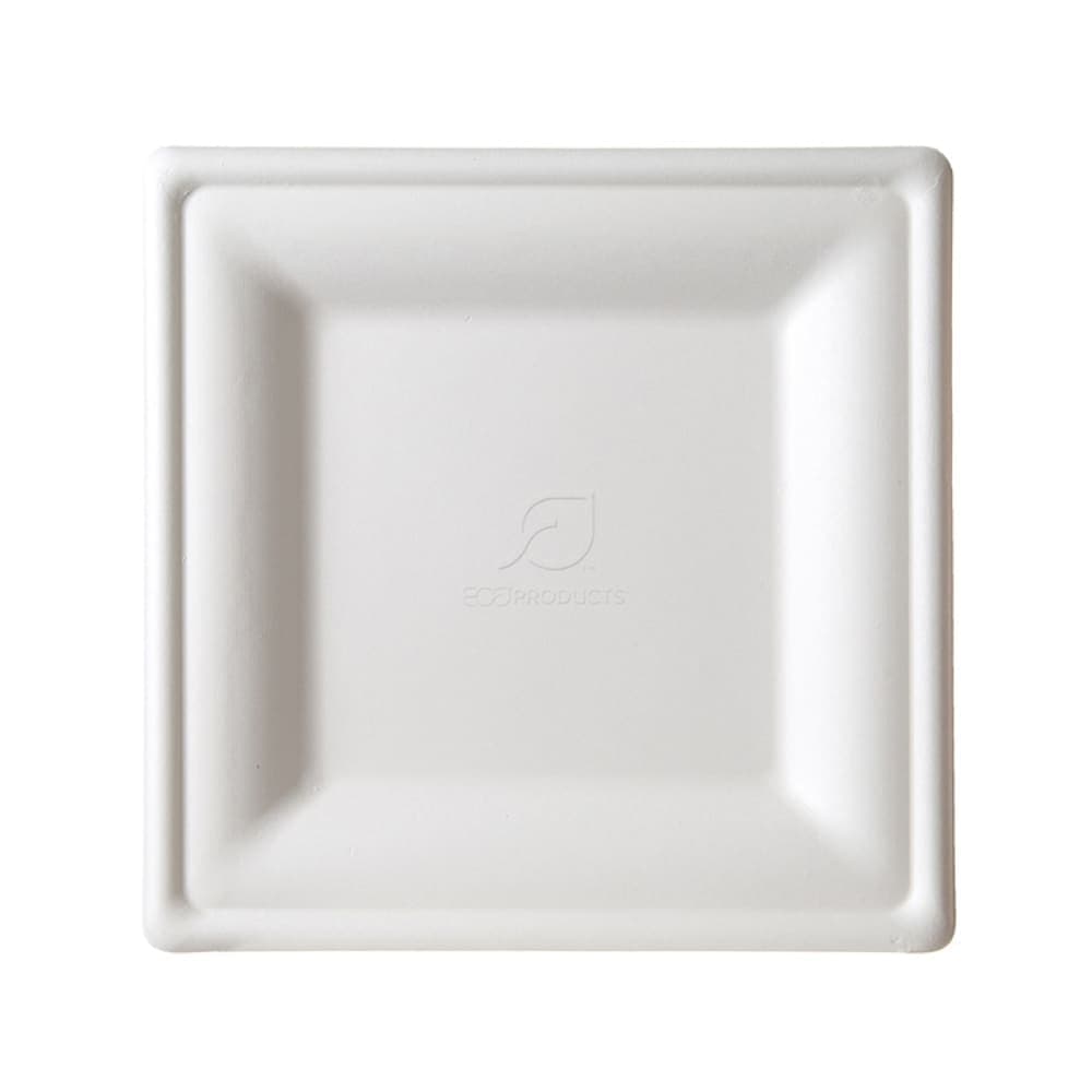 Eco Products Vanguard® WorldView™ 10" Square Disposable Plate - Molded Fiber, White (EP-P023NFA)