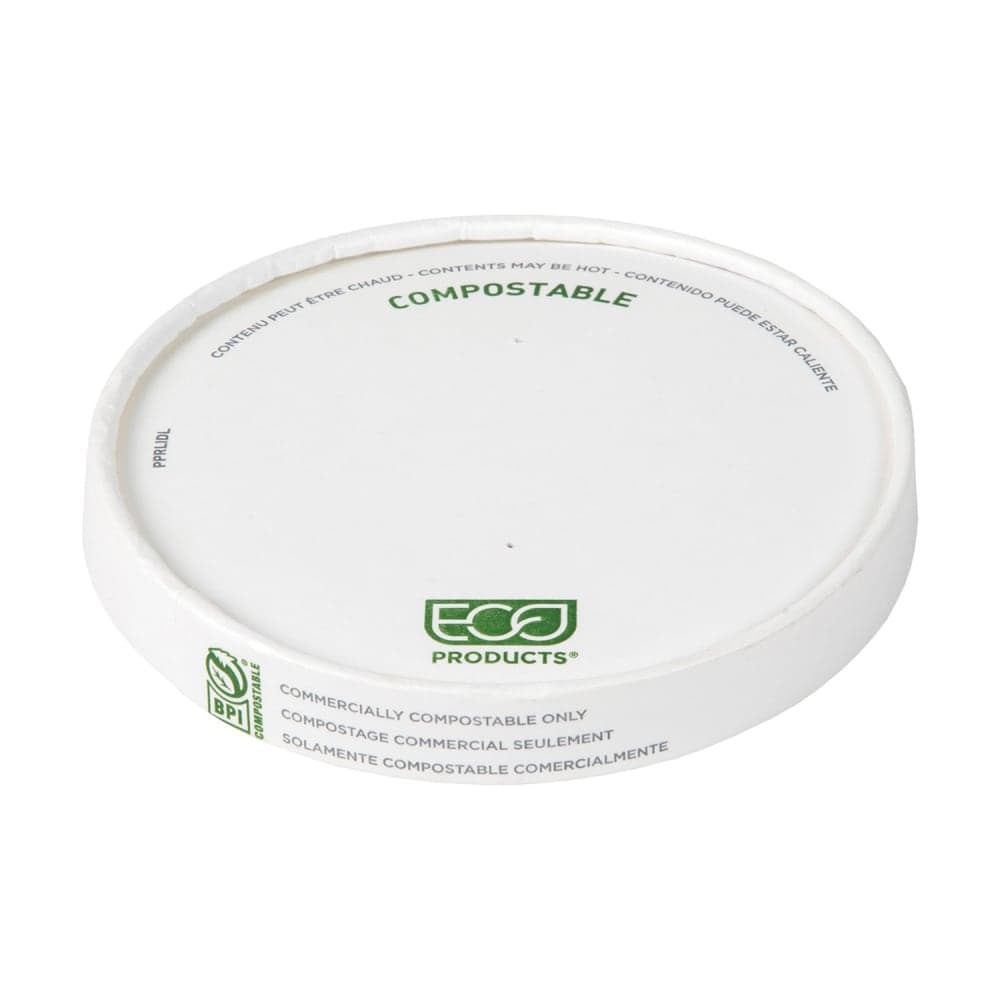Eco Products World Art™ Flat Lid for 12 to 32 oz Food Containers - Paper, White (EP-PPRLIDL)