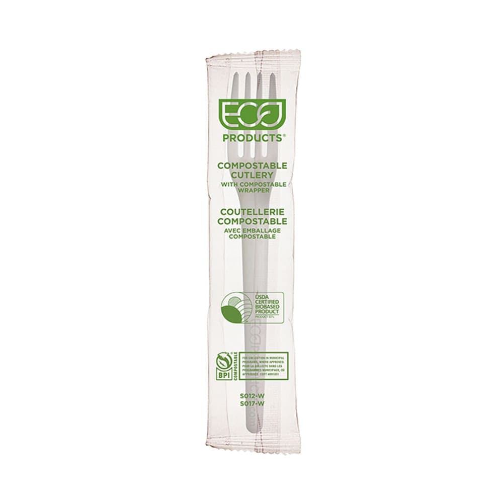 Eco Products 7" Plantware® Disposable Fork - PLA, White (EP-S017-W)