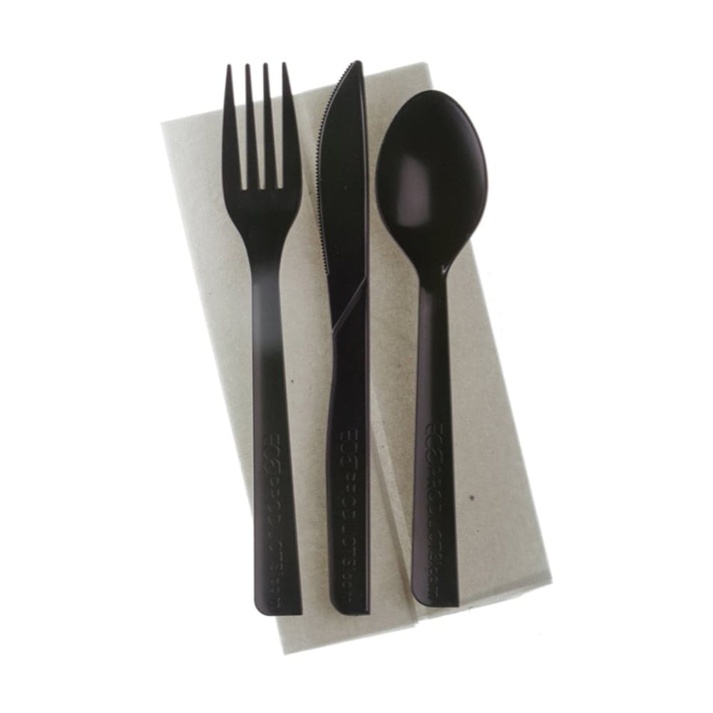 Eco Products BlueStripe™ Disposable Cutlery Set - Polystyrene, Black (EP-S115)