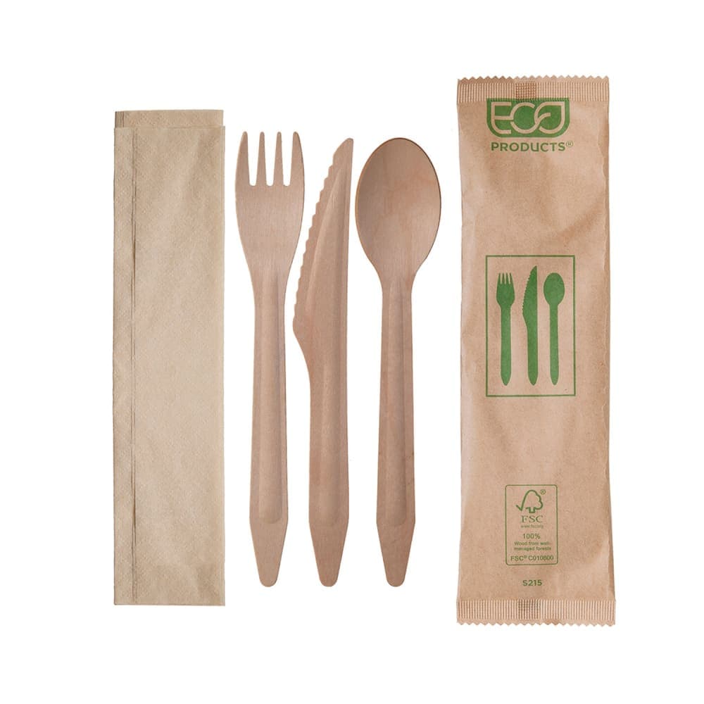 Eco Products 6 1/2" Disposable Cutlery Set - Birch Wood (EP-S215)