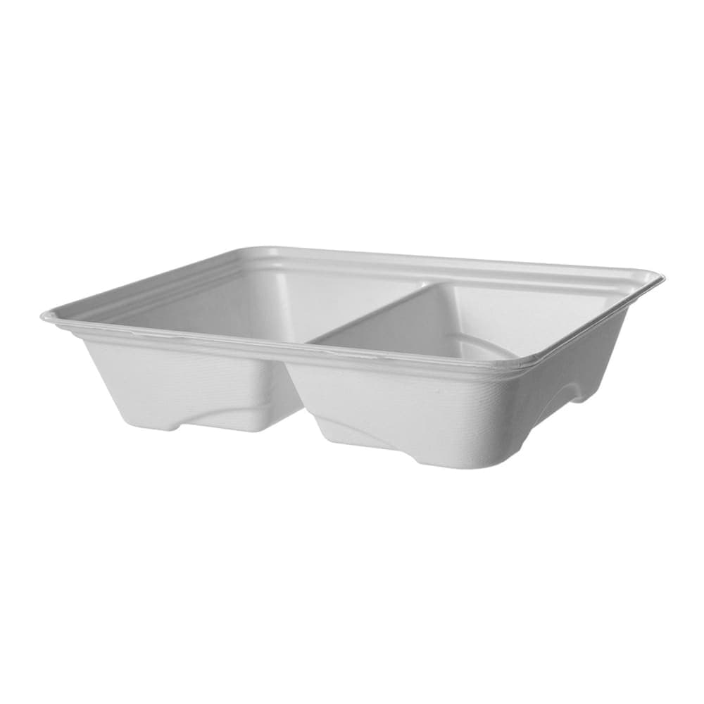 Eco Products Vanguard® Regalia™ Half Pan w/ (2) Compartments - 13" x 10", Molded Fiber, White (EP-SCTR13102LNFA)