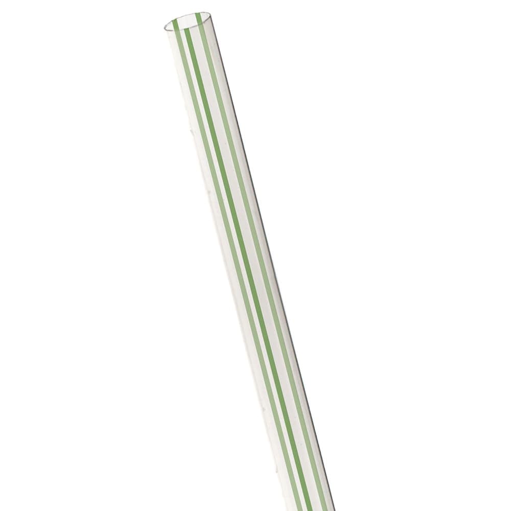 Eco Products 7 3/4" Unwrapped Straws - PLA, Clear/Green Striped (EP-ST710-GS)