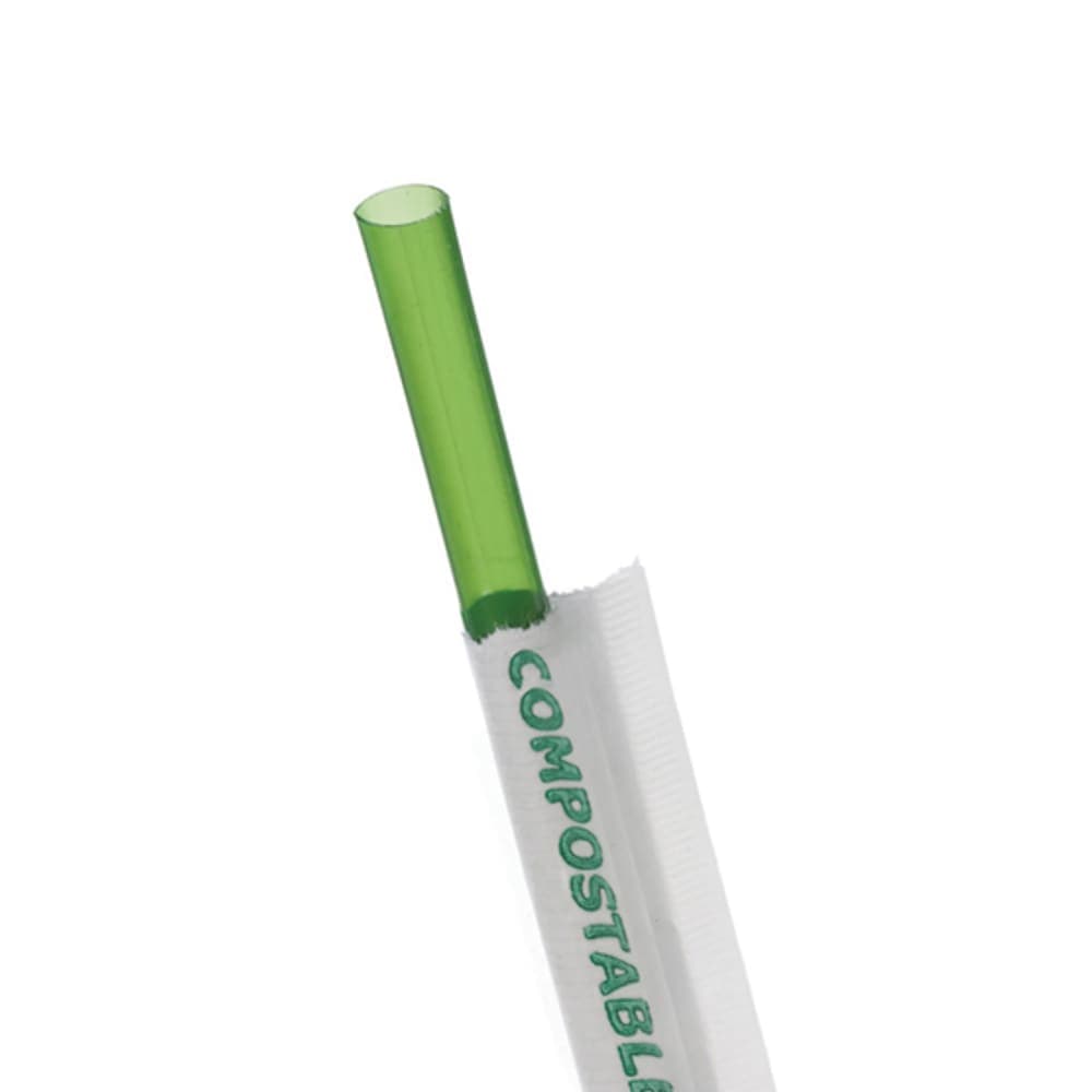 Eco Products 7 3/4" Wrapped Straws - PLA, Green (EP-ST772)