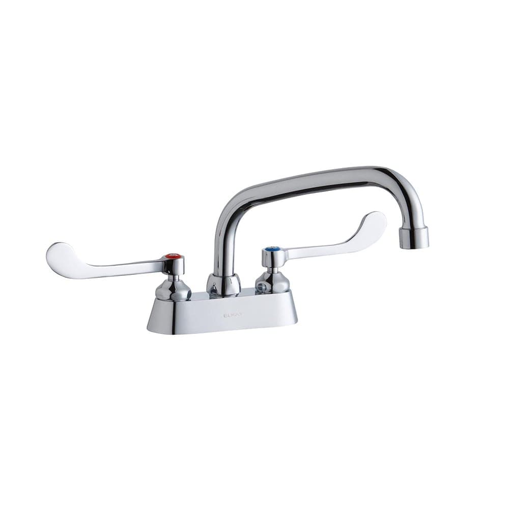 Elkay LK406AT08T6 Deck Mount Faucet w/ 8" Swing Spout & 6" Wrist Blade Handles - 4" Centers