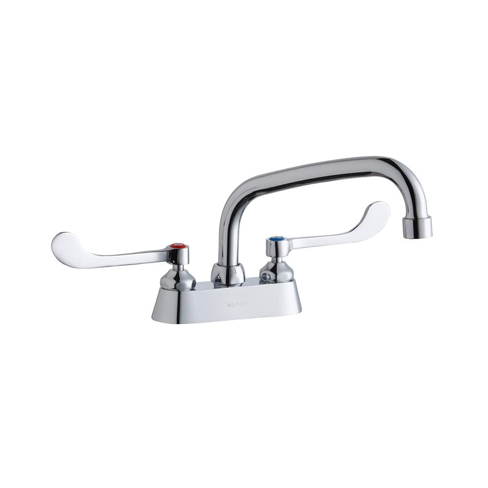 Elkay LK406AT10T4 Deck Mount Faucet w/ 10" Swing Spout & 4" Wrist Blade Handles - 4" Centers