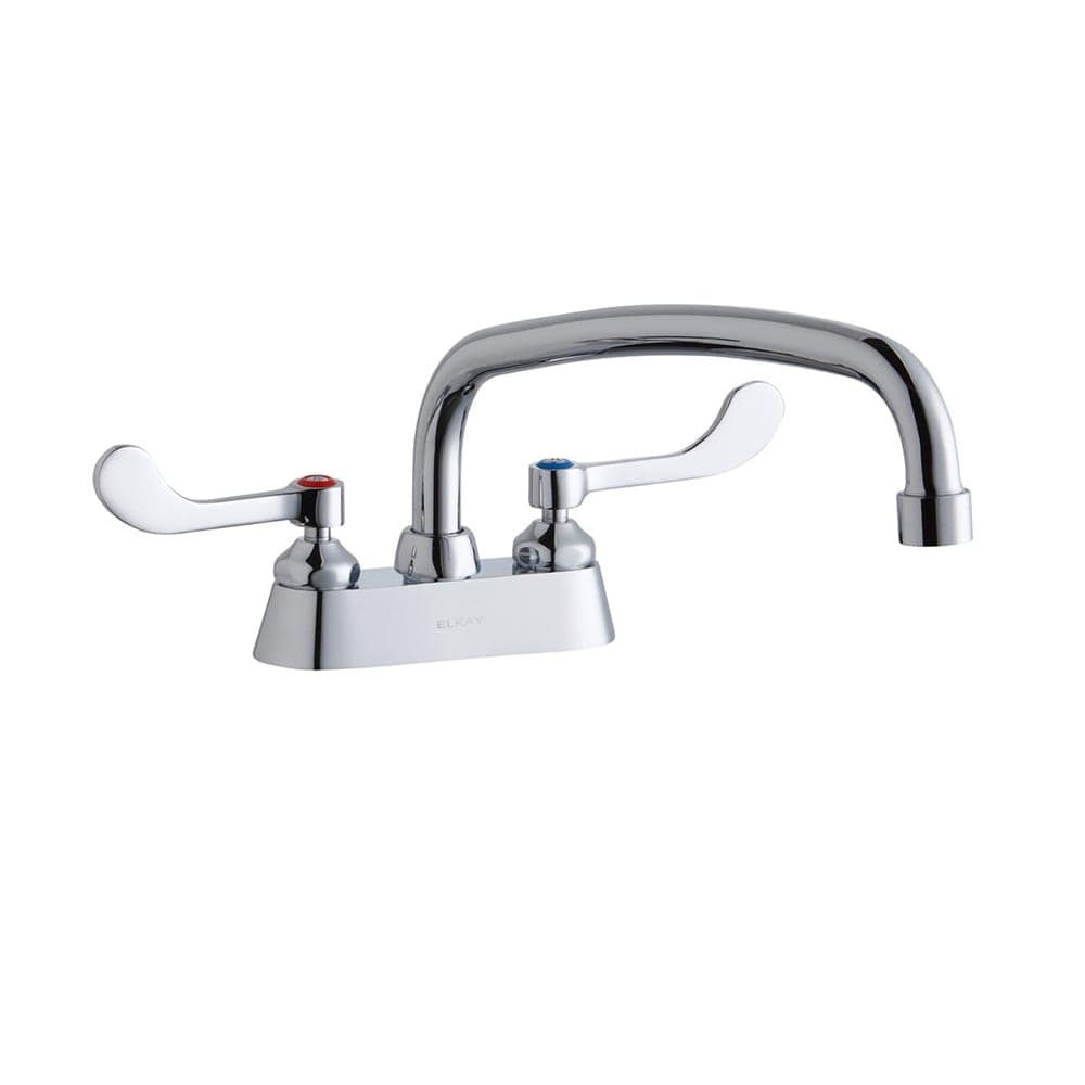 Elkay LK406AT12T4 Deck Mount Faucet w/ 12" Swing Spout & 4" Wrist Blade Handles - 4" Centers