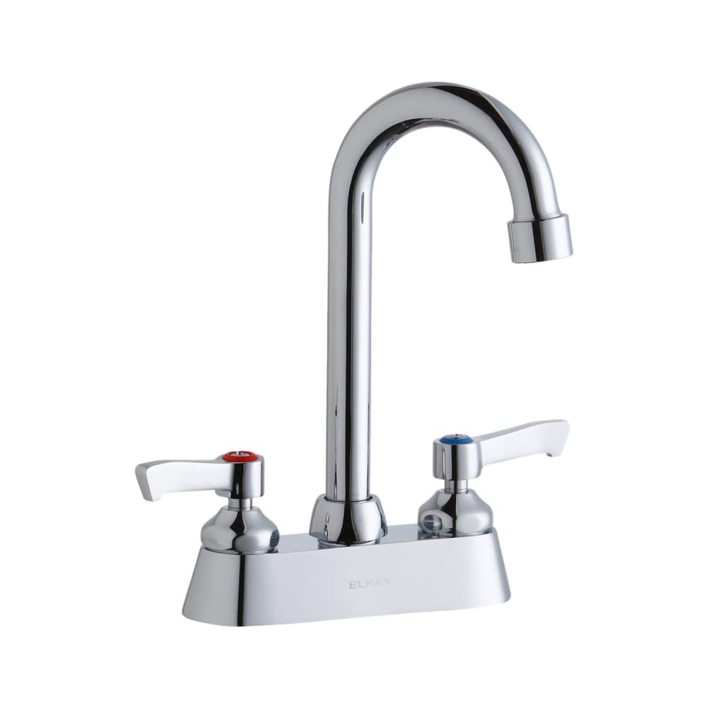 Elkay LK406GN04L2 Deck Mount Faucet w/ 4" Gooseneck Swing Spout & 2" Lever Handles - 4" Centers