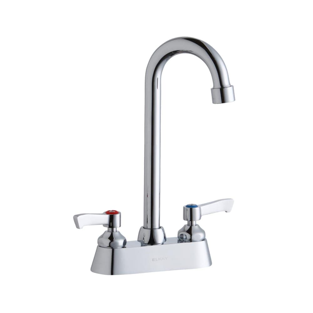 Elkay LK406GN05L2 Deck Mount Faucet w/ 5" Gooseneck Swing Spout & 2" Lever Handles - 4" Centers