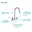 Elkay LK406GN05T4 Deck Mount Faucet w/ 5" Gooseneck Swing Spout & 4" Wrist Blade Handles - 4" Centers thumbnail 4