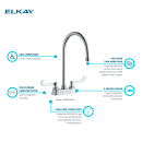 Elkay LK406GN08T4 Deck Mount Faucet w/ 8" Gooseneck Swing Spout & 4" Wrist Blade Handles - 4" Centers thumbnail 4