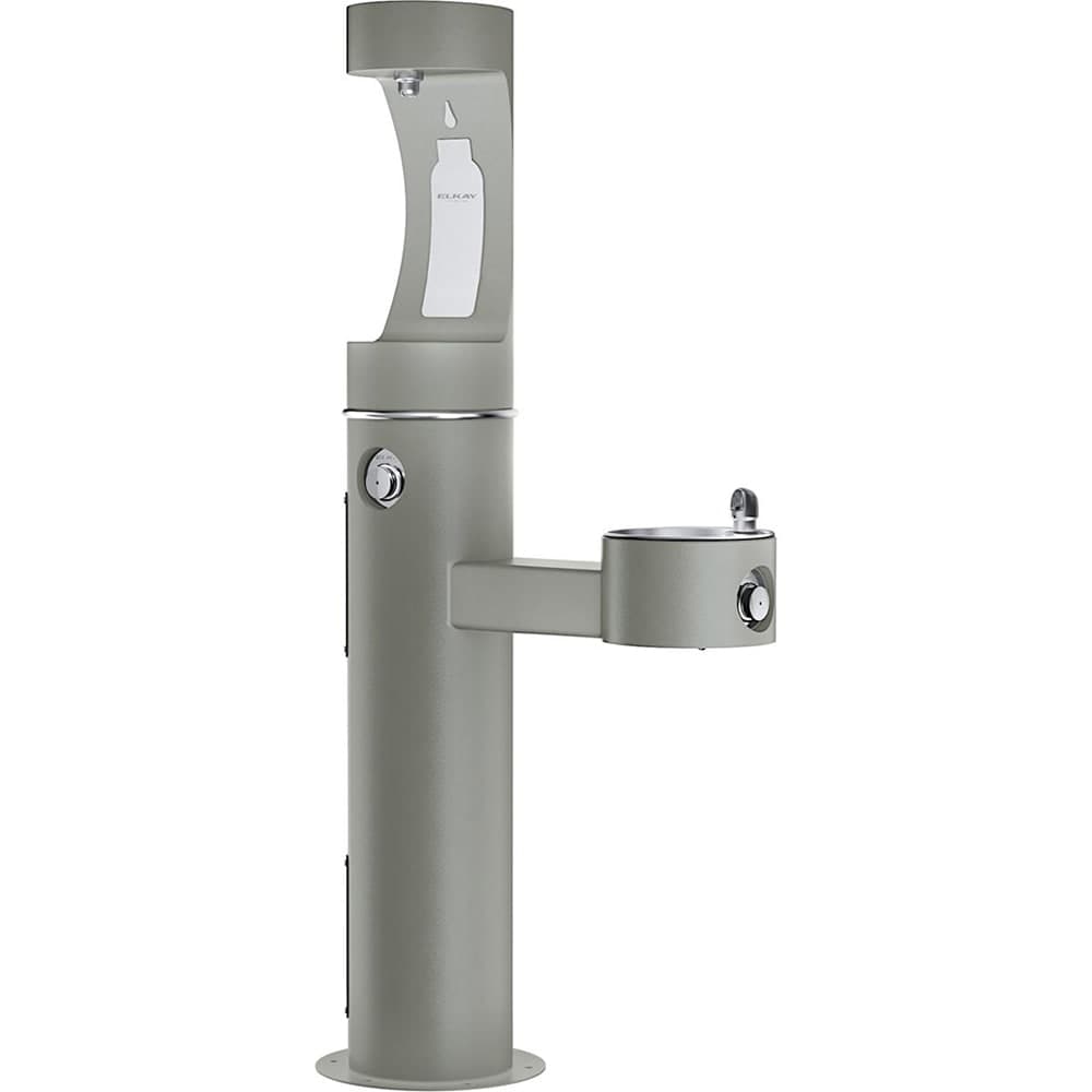 Elkay LK4420BF1UFRKGRY Outdoor Bottle Filling Station & Drinking Fountain - Non Refrigerated, Gray