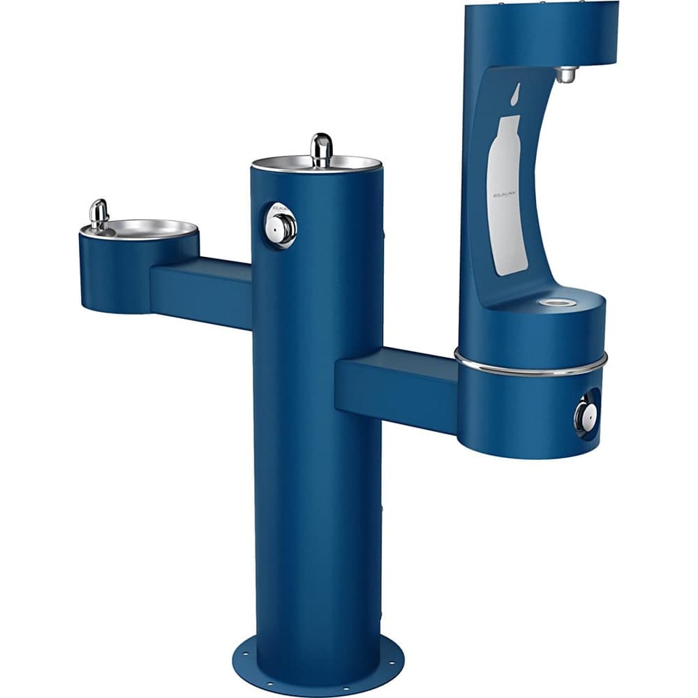 Elkay LK4430BF1LFRKBLU Outdoor Bottle Filling Station w/ (2) Drinking Fountains - 52 1/8"H, Non Refrigerated, Blue
