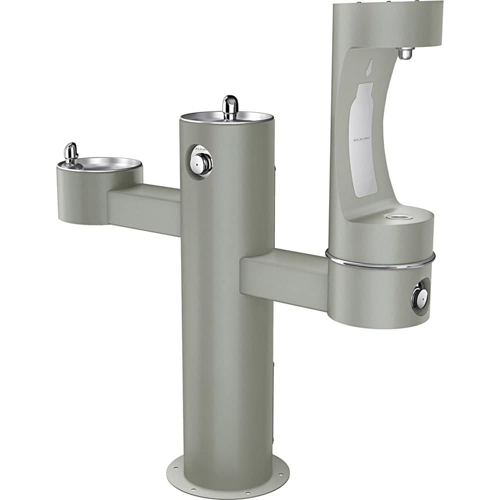 Elkay LK4430BF1LFRKGRY Outdoor Bottle Filling Station w/ (2) Drinking Fountains - 52 1/8"H, Non Refrigerated, Gray